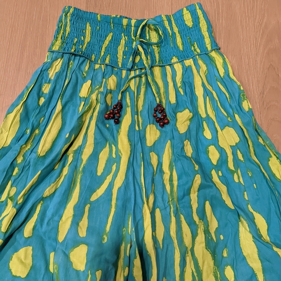 Vibrant Blue and Yellow wide leg Bottoms - beach cover up - Picture 6 of 8